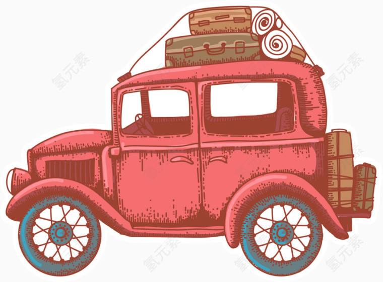 矢量红色旅行的车