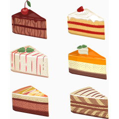 矢量手绘6款慕斯蛋糕