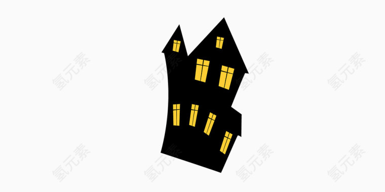 黑色卡通剪影房子