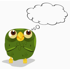 卡通思考的猫头鹰