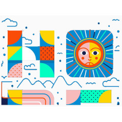 太阳云朵组合图片