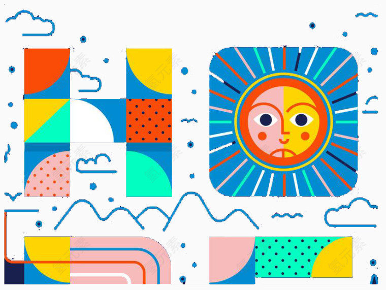太阳云朵组合图片