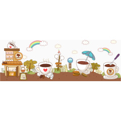咖啡馆插画素材