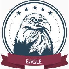 创意白头海雕标签矢量图