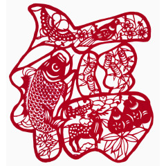 福字锦鲤荷花喜鹊梅花蝙蝠剪纸