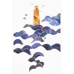 海浪中的灯塔