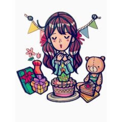 许愿中的小女孩