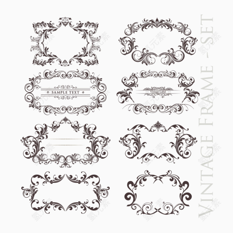 矢量古典复古花纹边框素材