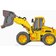 手绘市政挖掘机