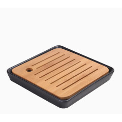 简约粗陶竹制小茶盘