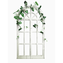 绿色清新树藤窗口装饰图案