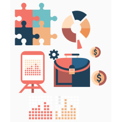 创意拼图扁平图标矢量