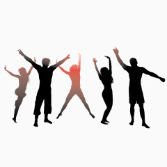 创意阳光下狂欢人物剪影