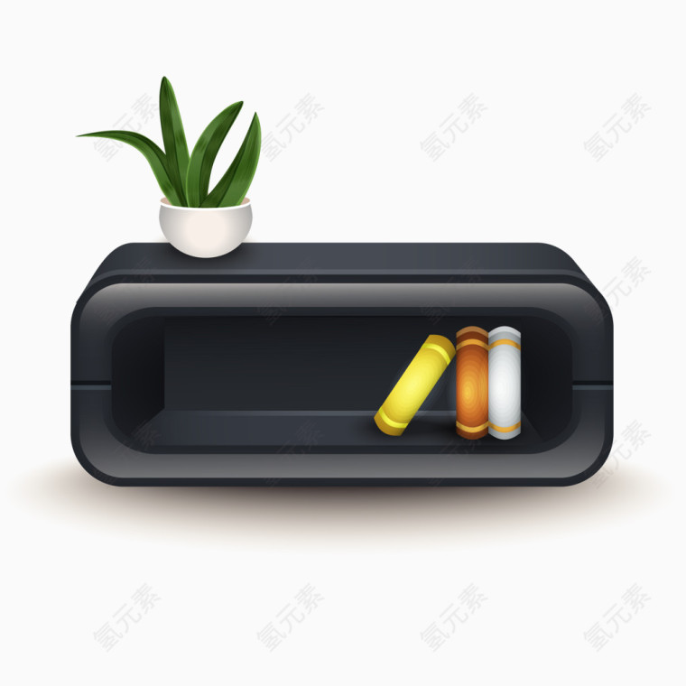 黑色小床头柜矢量图