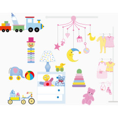 各种卡通儿童用品矢量图