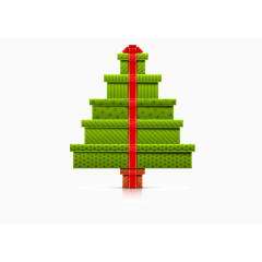 绿色 礼盒堆叠 圣诞树 矢量素材 扁平化