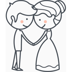 手画的可爱和漂亮的婚礼夫妇