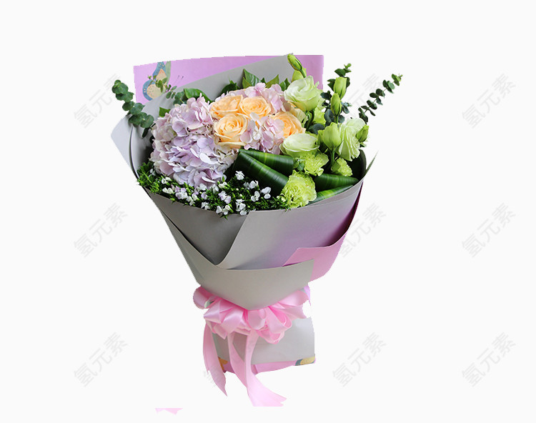 粉色绣球玫瑰包装