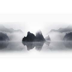 黑白色大自然山水风景