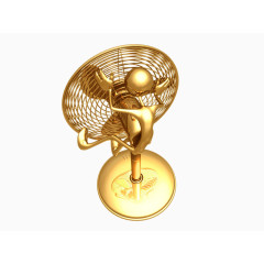 趴在风扇上的小金人