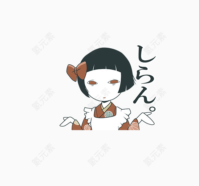 日式传统女娃娃与猫脸男