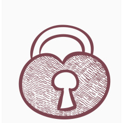 矢量红色心形锁具