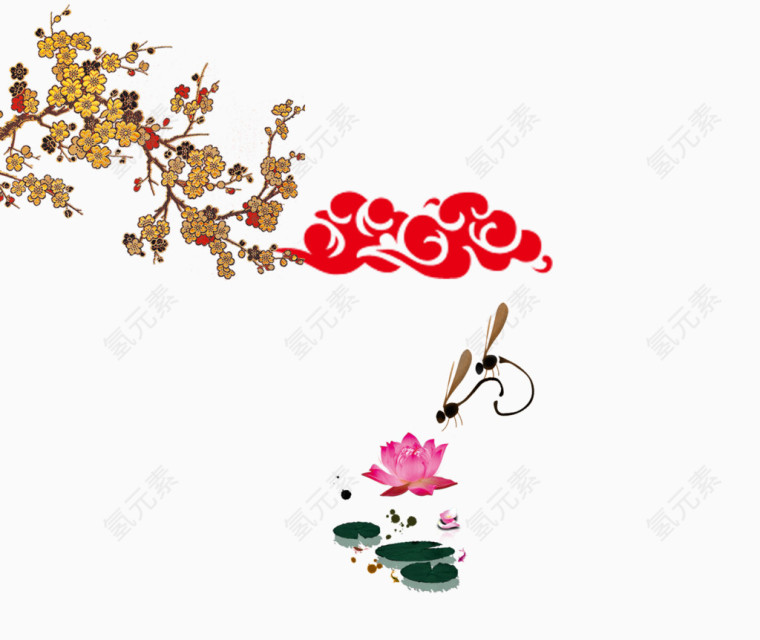 祥云荷花背景图