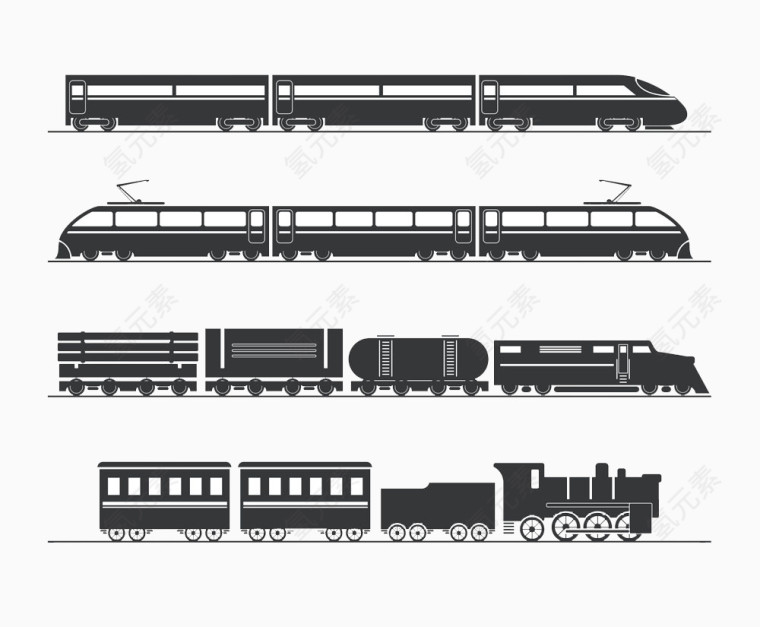 卡通手绘黑色火车