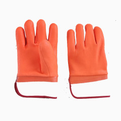 黄色冬季保暖夜跑发光手套