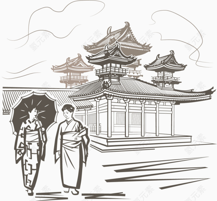 矢量手绘日式元素