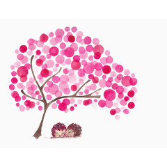 手绘粉色彩点创意树