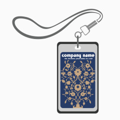 矢量蓝色印花工作证学生会