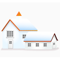 矢量卡通雪中的房子