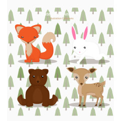 可爱森林动物矢量