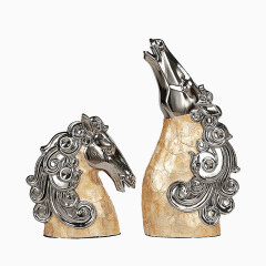 陶瓷贴贝壳马头摆件风水招财玄关摆设家居装饰品马到成功