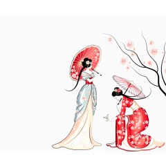 日本樱花卡通日本美女