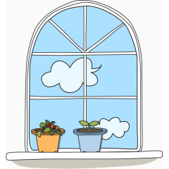 卡通矢量插画窗户