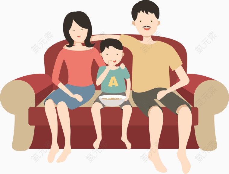 矢量手绘一家人