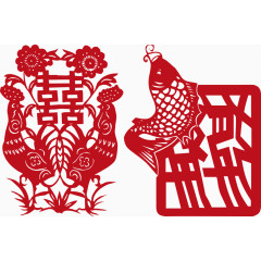 矢量中国风鸡年喜庆剪纸素材
