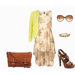 碎花长短后长连衣裙