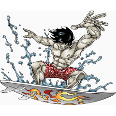 冲浪的矢量男人