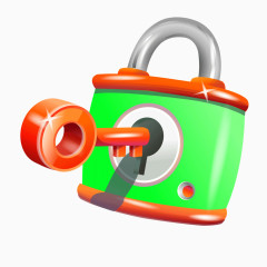 绿色质感卡通锁具钥匙