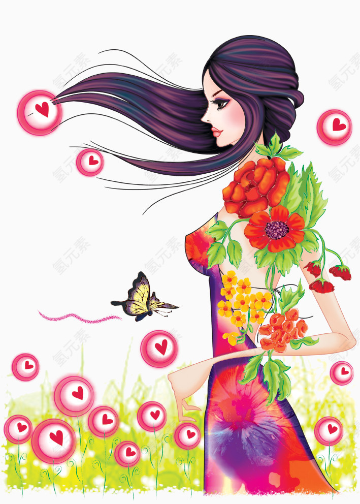 韩国时尚人物插画png图片