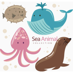矢量手绘卡通海洋生物
