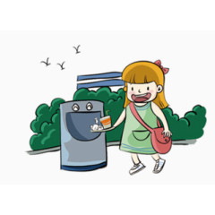 小女孩扔垃圾
