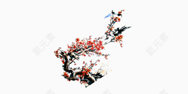 红色梅花装饰元素