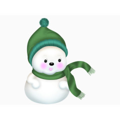 卡通绿色帽子可爱小雪人