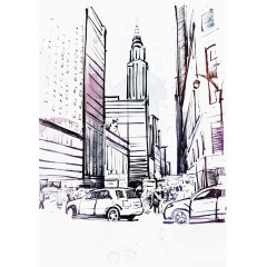 水彩墨迹纽约插图