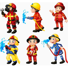 手绘卡通消防员素材