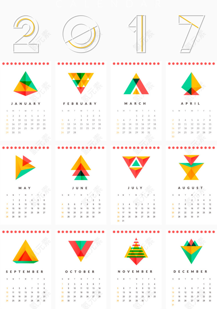 彩色块日历